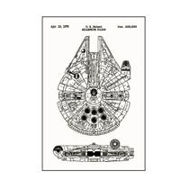 Quadro Decorativo Espaçonave Millennium Falcon Star Wars 30x20 Mdf Adesivado
