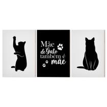 Quadro Decorativo Especial Dia Das Mães Mãe De Pet Gato Preto e Branco21cmx30cm