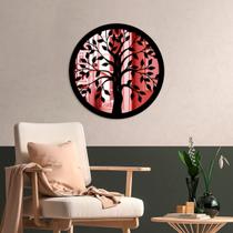 Quadro Decorativo Espelhado Árvore da Vida Vermelho