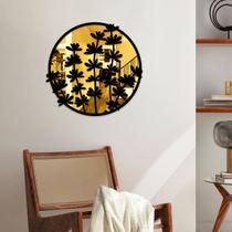 Quadro Decorativo Espelhado Folhas de Ramos Dourado Quadro Decorativo Espelhado Folhas de Ramos Dourado