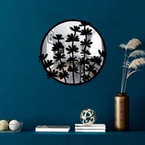 Quadro Decorativo Espelhado Folhas de Ramos Prata
