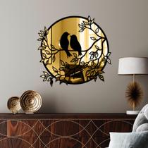Quadro Decorativo Espelhado Pássaros Dourado - Inove Papéis de Parede