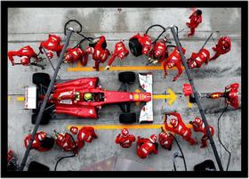 Quadro Decorativo Esportes Fórmula 1 Pit Stop Ferrari Automobilismo Com Moldura RC126