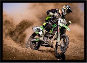 Quadro Decorativo Esportes Freestyle Motocross Paisagem Lojas Quartos Salas Com Moldura RC019