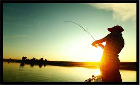 Quadro Decorativo Esportes Pesca Molinete Anzol Boia Caniço Casa Com Moldura RC005