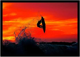 Quadro Decorativo Esportes Surf Prancha Ondas Paisagem Lojas Quartos Salas Com Moldura RC025