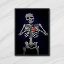 Quadro Decorativo Esqueleto Coração 45x34cm - com vidro