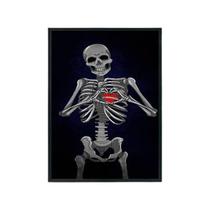 Quadro Decorativo Esqueleto Coração Com Vidro 24X18Cm Quadro Decorativo Esqueleto Coração Com Vidro 24X18Cm