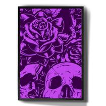 Quadro Decorativo Esqueleto Floral Flores Roxo Arte Quadro Decorativo Esqueleto Floral Flores Roxo Arte