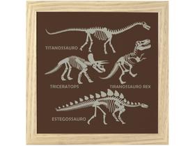 Quadro Decorativo Esqueletos Dino 23,5x23,5cm