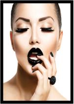 Quadro Decorativo Estética Feminina Moda Salões De Beleza Maquiagem Batom Salas Com Moldura RC039