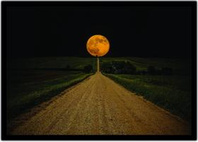 Quadro Decorativo Estrada Lua Horizonte Paisagem Natureza Decorações Com Moldura G06