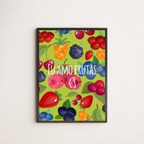 Quadro Decorativo Eu Amo Frutas 33x24cm - com vidro