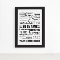 Quadro Decorativo Eu Te Amo Idiomas Mold Preta 22x32cm