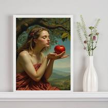 Quadro Decorativo Eva e a Maçã - Fruto Proibido 24x18cm - com vidro