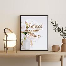 Quadro Decorativo Evangélico Jesus É A Nossa Paz 33x24cm - com vidro Quadro Decorativo Evangélico Jesus É A Nossa Paz 33x24cm - com vidro