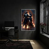 Quadro Decorativo Exu e Pomba Gira Entidades - 70x50cm Cor:Moldura Preta