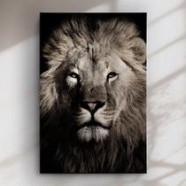 Quadro Decorativo Face Leão P&B