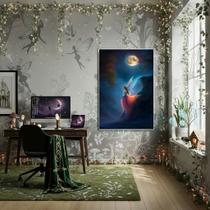 Quadro Decorativo Fada à Luz de Uma Lua Cheia - 70x50cm