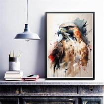 Quadro Decorativo Falcão Aquarela 45X34Cm - Com Vidro