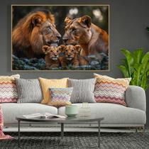 Quadro decorativo Familia de Leao com dois filhotes