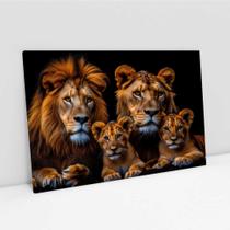Quadro Decorativo Familia De Leao Com Dois Filhotes