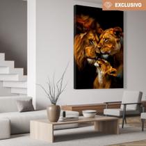 Quadro decorativo família de leão com um filhote
