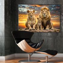 Quadro decorativo Família de leão com um filhote