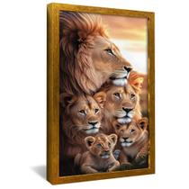 Quadro Decorativo Família de Leões 3 Filhotes V2325