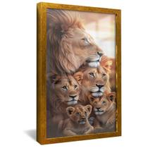 Quadro Decorativo Família de Leões 3 Filhotes V2325
