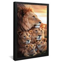 Quadro Decorativo Família de Leões 3 Filhotes V2325
