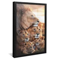 Quadro Decorativo Família de Leões 3 Filhotes V2325