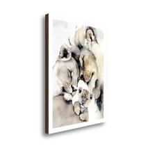 Quadro Decorativo Família De Leões Aquarela 70X100Cm
