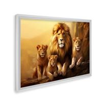 Quadro Decorativo Família de Leões com 1 Tela cm ou cm de Parede para Escritório Banheiro Hall 60cm Branco Quadro Decorativo Família de Leões com 1 Tela cm ou cm de Parede para Escritório Banheiro Hall 60cm Branco
