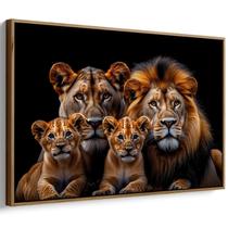 Quadro decorativo Família de Leões em Harmonia na Savana Noturna - Art Canvas