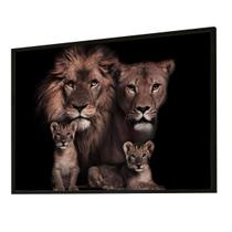 Quadro Decorativo Família de Leões Leoa 2 Filhotes Sentados 93x63cm