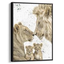 Quadro decorativo Família de Leões Serenidade Sob Céu Pintado - Art Canvas