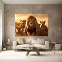 Quadro Decorativo Família De Leões Três Filhotes Por Do Sol Tecido Canvas Quadro Decorativo Família De Leões Três Filhotes Por Do Sol Tecido Canvas
