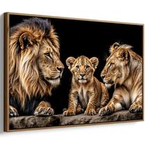 Quadro decorativo Família de Leões Unidade Sob o Sol Dourado - Art Canvas