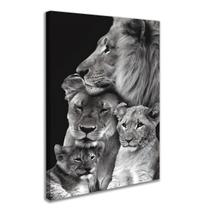 Quadro Decorativo Familia Leão Filhotes Preto e Branco Sala Quarto Escritório Tela 80x50cm Tela Tecido Canva Quadro Decorativo Familia Leão Filhotes Preto e Branco Sala Quarto Escritório Tela 80x50cm Tela Tecido Canva