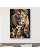 Quadro Decorativo Família Leão Filhotes Sala Quarto Hall