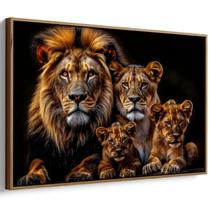 Quadro decorativo Família Majestosa de Leões Unidos - Art Canvas