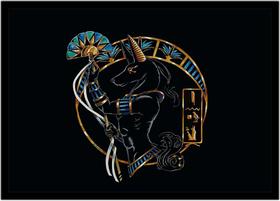 Quadro Decorativo Fantasia Abstrato Anúbis Egito Escritórios Quartos Salas Lojas Com Moldura RC041