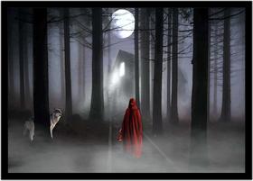 Quadro Decorativo Fantasia Abstrato Chapeuzinho Vermelho Quartos Salas Lojas Com Moldura RC023