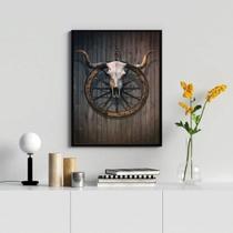 Quadro Decorativo Faroeste- Crânio Boi 33X24Cm - Com Vidro