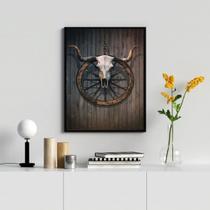 Quadro Decorativo Faroeste- Crânio Boi 33x24cm - com vidro