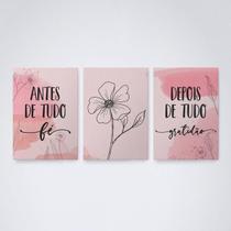 Quadro Decorativo fé e gratidão antes de tudo 30x20cm