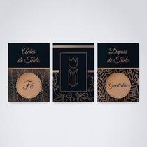 Quadro Decorativo Fé e Gratidão Tons V11 30x20cm Quadro Decorativo Fé e Gratidão Tons V11 30x20cm