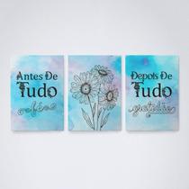 Quadro Decorativo fé e gratidão, tons v4, 30x20cm