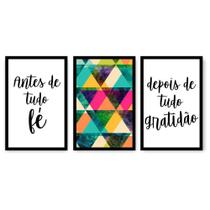 Quadro Decorativo Fé Gratidão 115X57 Sala Quarto